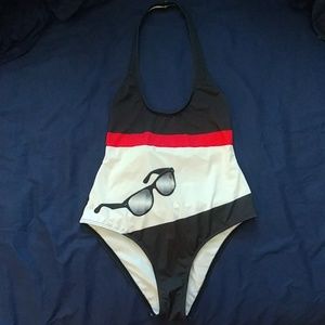 Modcloth High Dive Halter Top One piece Swim Suit